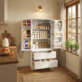 thumbnail image 6 of Pantry Storage Cabinet with Doors and Drawers , Aiho 47 " Tall Freestanding Food Pantry Cabinet for Kitchen & Bathroom, White, 6 of 9