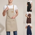 thumbnail image 3 of TELOLY Canvas Work Apron Cross-Back Straps Adjustable Chef Aprons Kitchen Bib with Pockets for Dishwashing Cleaning Painting Gardening, 3 of 6