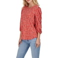 thumbnail image 4 of Adrianna Papell Womens Floral Elbow Sleeve Top Red L, 4 of 5