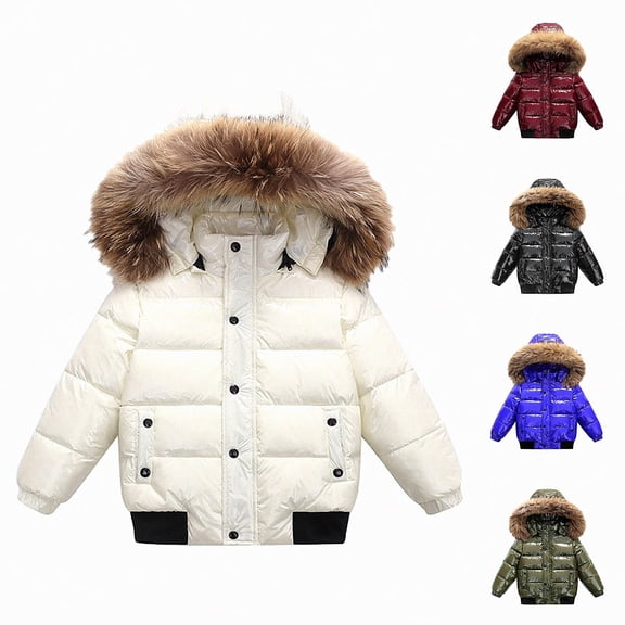 DJDLJWCJ Girls Long Winter Quilted Coat with Hood Thicken Warm Windproof Quilted Down Jacket Girls Puffer Jacket White Size 2T