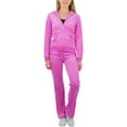 thumbnail image 6 of ToBeInStyle Women's Velour Tracksuit Zip-Up Hooded Jacket and Matching Pants, 6 of 9