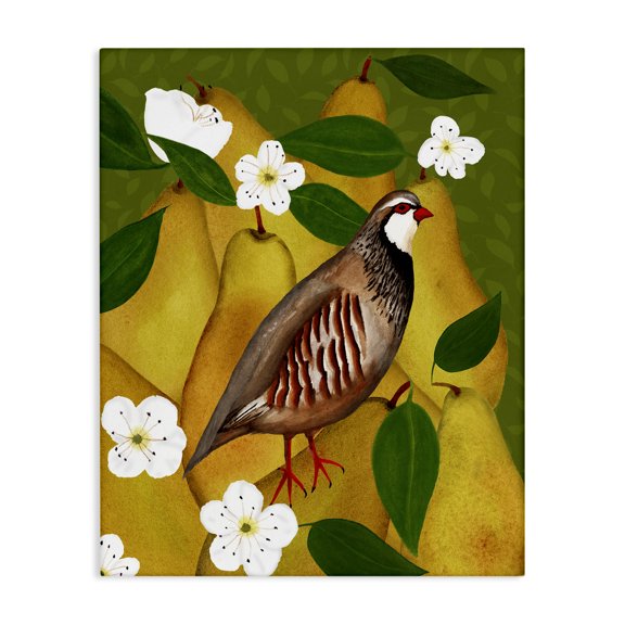 Stupell Industries Farmhouse Partridge Bird & Pears Canvas Art, 16 x 20, by Michelle Ingari Designs