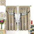 thumbnail image 3 of Bull Skull Curtains Vintage Rustic Farmhouse White Bull Skull Art Print for Living Room Bedroom Bathroom Decor Rod Pocket Blackout Window Drapes 2 Panels 42x54in, 3 of 5
