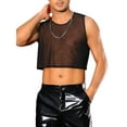 thumbnail image 5 of INSPIRE CHIC Men's Tank Tops Sheer Crop See-Through Design Party Sleeveless Mesh Vest S Black, 5 of 6