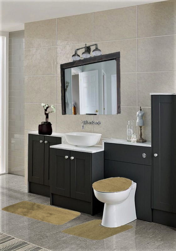 Geometric Design #7 Bathroom Bath Contour NonSlip Rug Mat Set & Toilet Lid Cover 
