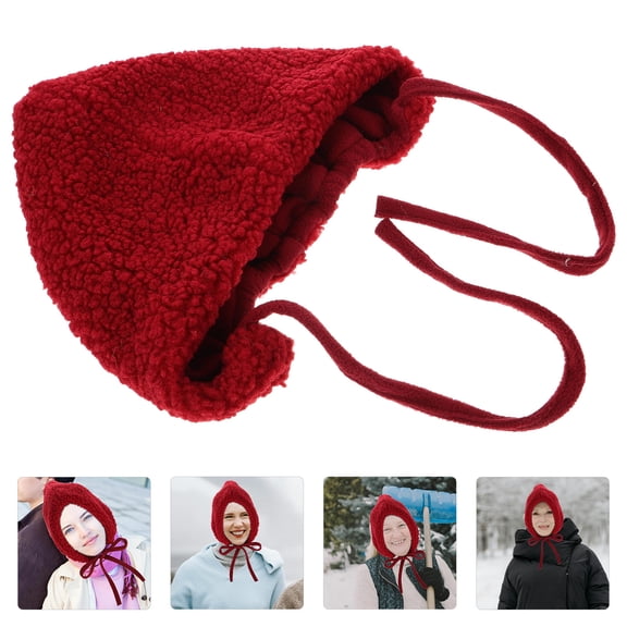 ORDDIART 1Set Red Berber Fleece Warm Beanie Hat for Women City Strolls