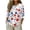A265 Red, variant on Patriotic USA Blouse for Women 4th of July Red White Blue Floral Flower Print 3/4 Sleeve Crewneck Casual Elegant Tops