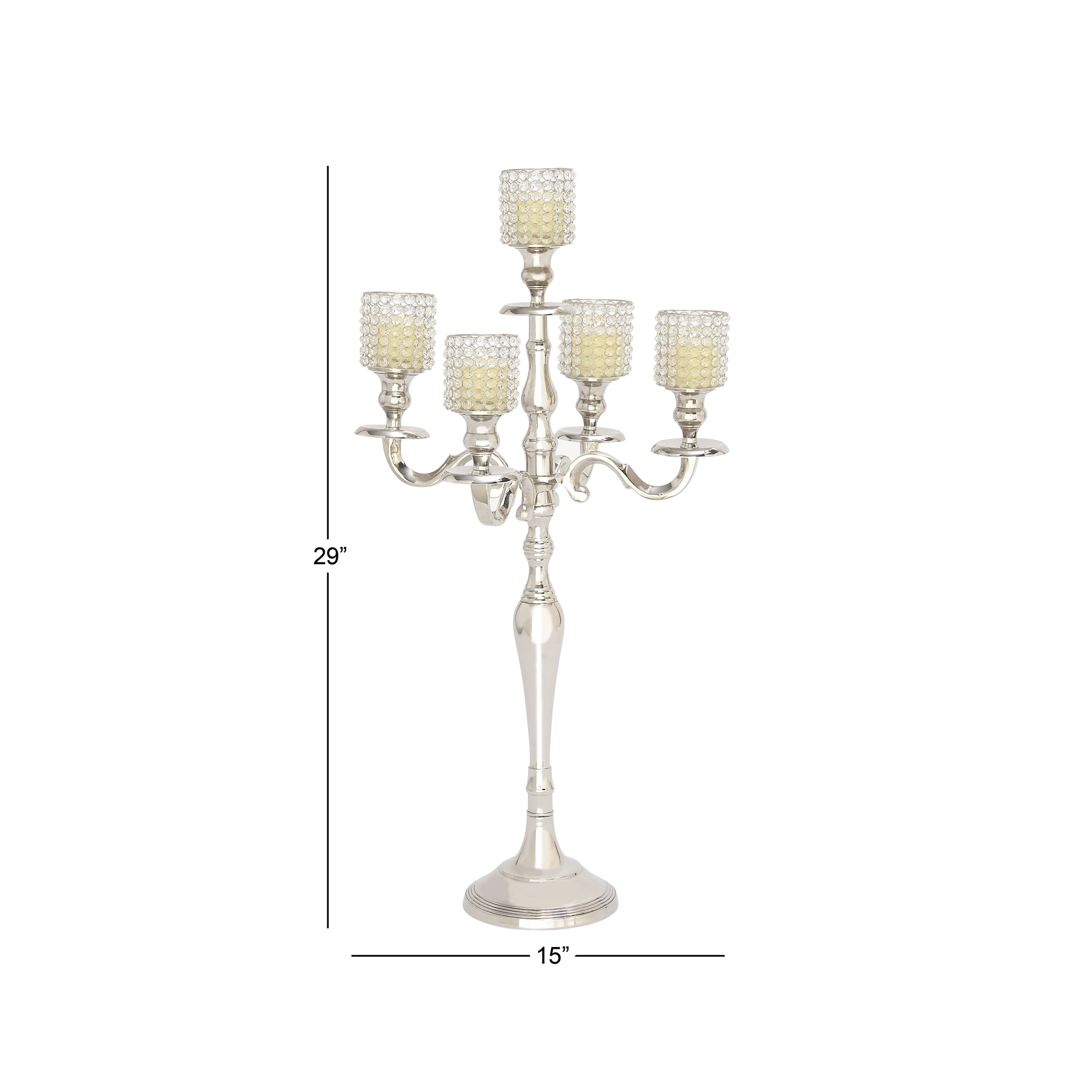 DecMode 5 Holder Silver Aluminum Candelabra
