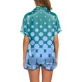 thumbnail image 4 of Akiihool Printed Pajamas Set for Women Summer Short Sleeve Top and Shorts Lounge Set Sleepwear, Blue Size L, 4 of 5