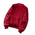 thumbnail image 4 of Daznico Women Crewneck Sweatshirt Rhinestone Studded Long Sleeve Pullover with Kangaroo Pocket Loose Fit Outerwear for Autumn Winter Wear,M, 4 of 6