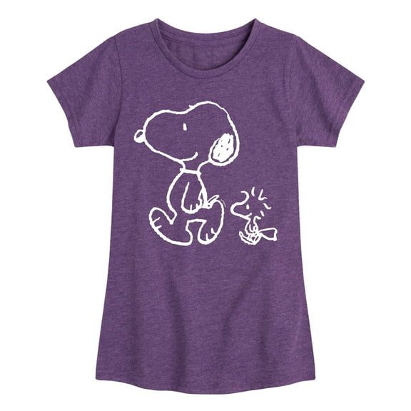 Peanuts - I'll Follow You - Snoopy & Woodstock - Toddler & Youth Girls Short Sleeve Graphic T-Shirt