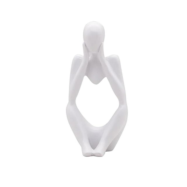 GUOOL Abstrait Sculpture Fait Main Résine Pensée Homme Maison r Ative Figure Main Blanc