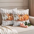 thumbnail image 2 of Orange Pumpkin Outdoor Waterproof Pillow Covers, Thanksgiving Fall Leaves Botanical Plaid Decorative Square Throw Pillowcase Sofa Cushion Sham for Patio/Couch/Chair, 18"x18" 2 Pack, 2 of 8