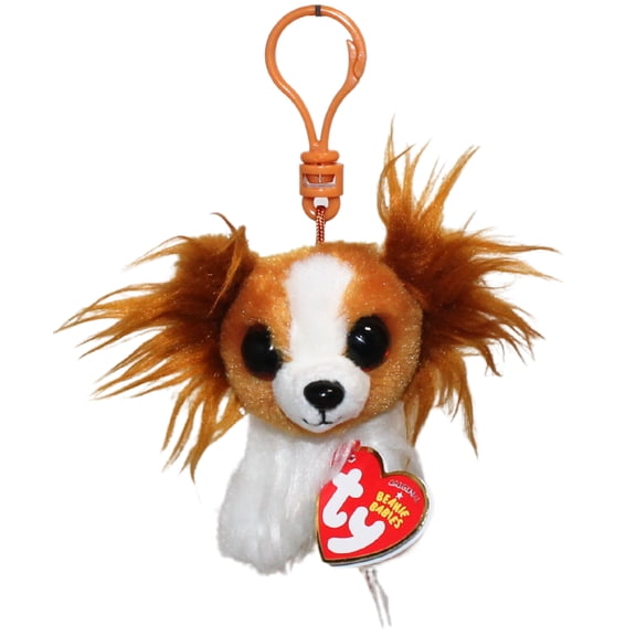 Ty Beanie Baby (Plastic Key Clip) - Barks the Papillon  - Stuffed Animal