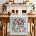 thumbnail image 2 of Table Runner 90 Inches Long for Kitchen Dining, Spring Easter Dresser Scarf Farmhouse, Dining Table Decorations for Wedding/Parties, Colorful Cute Rabbits Eggs Flowers Green Plaid 13 x 90 In, 2 of 8