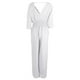 thumbnail image 4 of Mono elegante de color liso con cuello en V y cintura ajustada para mujer - Pantalones anchos y holgados, ideal para fiestas o la playa - Tallas S-XXXL, 4 of 4