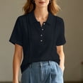thumbnail image 5 of YanHoo Summer Shirts for Women Lapel Button Up Short Sleeve T-Shirts Loose Fit Pullover Tops Casual Solid Color Tee, 5 of 8