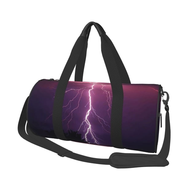 Balery Thunderstorm Violet Purple Bolsa de Gimnasio para Mujeres y Hombres, Bolsa de Viaje Impermeable, Bolsa de Fin de Semana con Compartimento para Zapatos y Bolsillo Húmedo