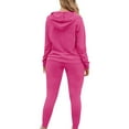 thumbnail image 4 of BXINGOHAI Womens Hoodie 2 Piece Sets Thin Fleece Solid Sweatsuits Long Sleeve Crewneck Sweatshirts and Casual Pants With Kangaroo Pocket Hot Pink,XL, 4 of 5