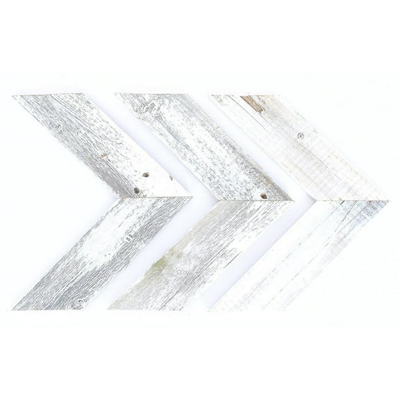 Set of 3 White Wash Reclaimed Wood Chevron Arrow