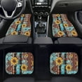 thumbnail image 2 of Renewold American Tribal Sunflower Brown Auto Carpet Floor Mats for Car Van Truck SUV, 4 Pieces Front & Rear Full Set with Rubber Backing Universal Fit for Most Vehicles, 2 of 7