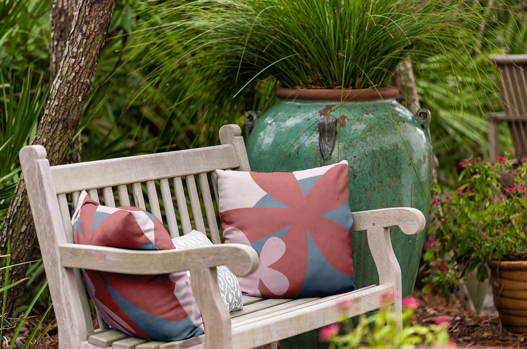 16" x 16" Simply Daisy Bold Flowers Indoor/Outdoor Pillow, Bright Mauve Pink Qty 1