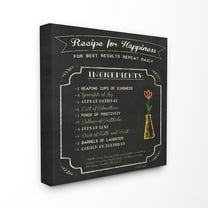 The Stupell Home Decor Black and White Chalkboard Look Recipe for Happiness List Flower Doodle