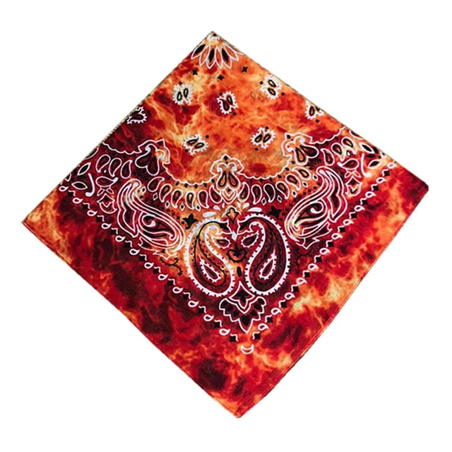 Sonducket Pañuelo de anacardo de poliéster, bufanda cuadrada de moda, diadema de Paisley, pañuelo para la cabeza para senderismo, regalos Ciclismo Tie Dye Naranja