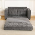 thumbnail image 6 of 55" Convertible Sofa Bed, Pull Out Loveseat Sleeper Sofa, 2 in 1 Folding Couch Bed with Side Pocket and Cups Perfect for Small Spaces, Living Room, Apartment or Office (Dark Grey), 6 of 8