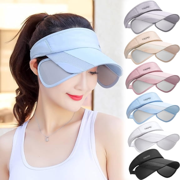 Sun Visor Hat for Women and Men - Retractable Brim Sport Hat, Summer Golf Tennis Running Beach Hat with Ponytail Hole
