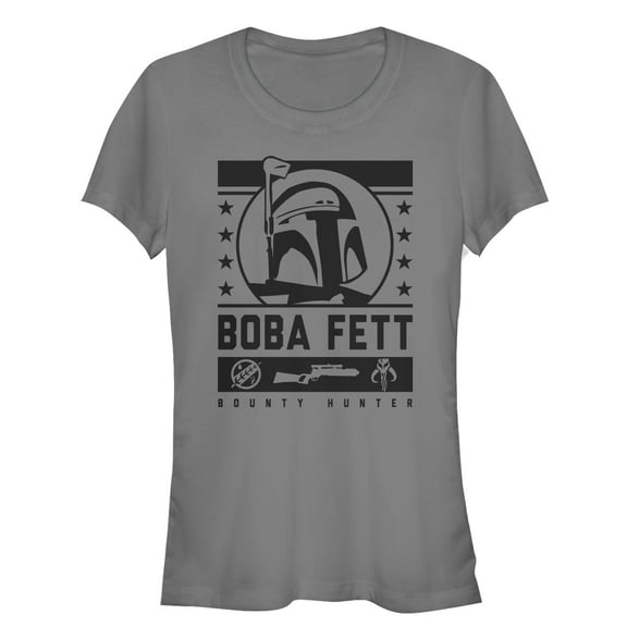 Junior's Star Wars Boba Fett Stars  Graphic Tee Charcoal Medium