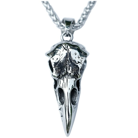 ZMY Home Chain Necklace Stainless Steel Handmade Viking Norse Jewelry Punk Rock Raven Skull Pendant Necklaces