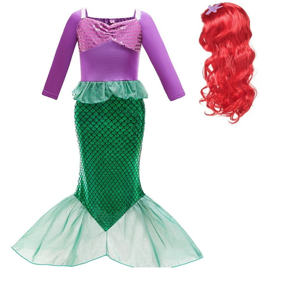 Girls Princess Mermaid Costume Cosplay Party Dress