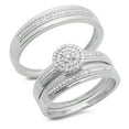 thumbnail image 1 of 0.27 Carat (ctw) 10K White Gold Round Cut Diamond Men & Women's Cluster Engagement Ring Trio Bridal Set 1/4 CT, 1 of 1