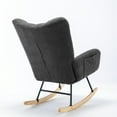 thumbnail image 2 of Modern Rocking Chair, Soft Teddy Velvet Fabric Rocking Chair for Nursery, Comfy Wingback Glider Rocker with Solid Wood Base for Living Room, Bedroom Balcony, 2 of 8