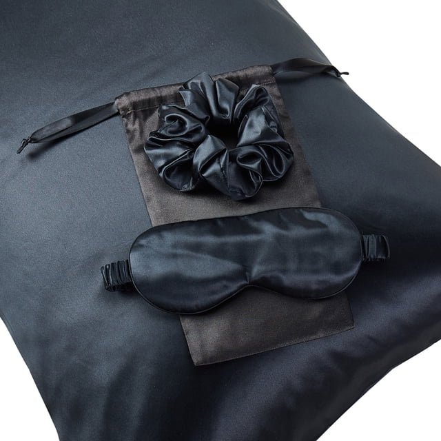 Gift Set: Pure Mulberry Silk Pillowcase, Eye Mask And Scrunchies