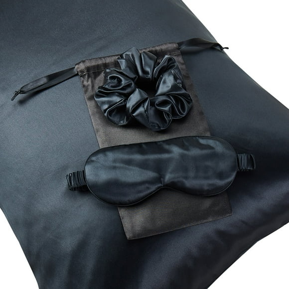 Coffret Cadeau : Taie d'Oreiller en Mûrier Pur Silk, Masque pour les Yeux et Chouchous
