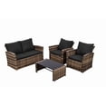 thumbnail image 4 of Howcool 4‑Piece Patio Furniture Set,Wicker Outdoor Rattan Sectional Sofa with Cushions, Pillows & Glass Table,All‑Weather Outdoor Conversation Set for Garden, Porch, Backyard, Patio, 4 of 11