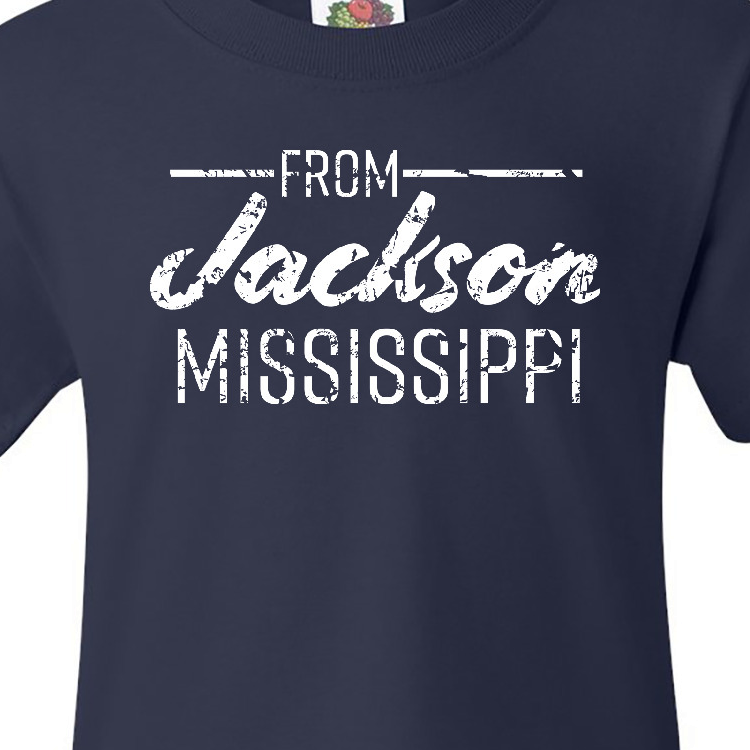 Inktastic From Jackson Mississippi in White Distressed Text Youth T-Shirt - image 3 of 4