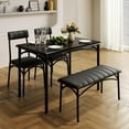 thumbnail image 1 of OUYAWEI Dining Table Set for 4,Kitchen Table and 2 Chairs & 1 Bench with UpholsteRed ,4 PCS Dining Table Set for Small Space,Apartment,Black, 1 of 8