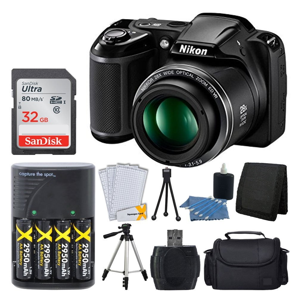 Nikon COOLPIX L340 20.2 MP Digital Camera (Black) + AA Batteries