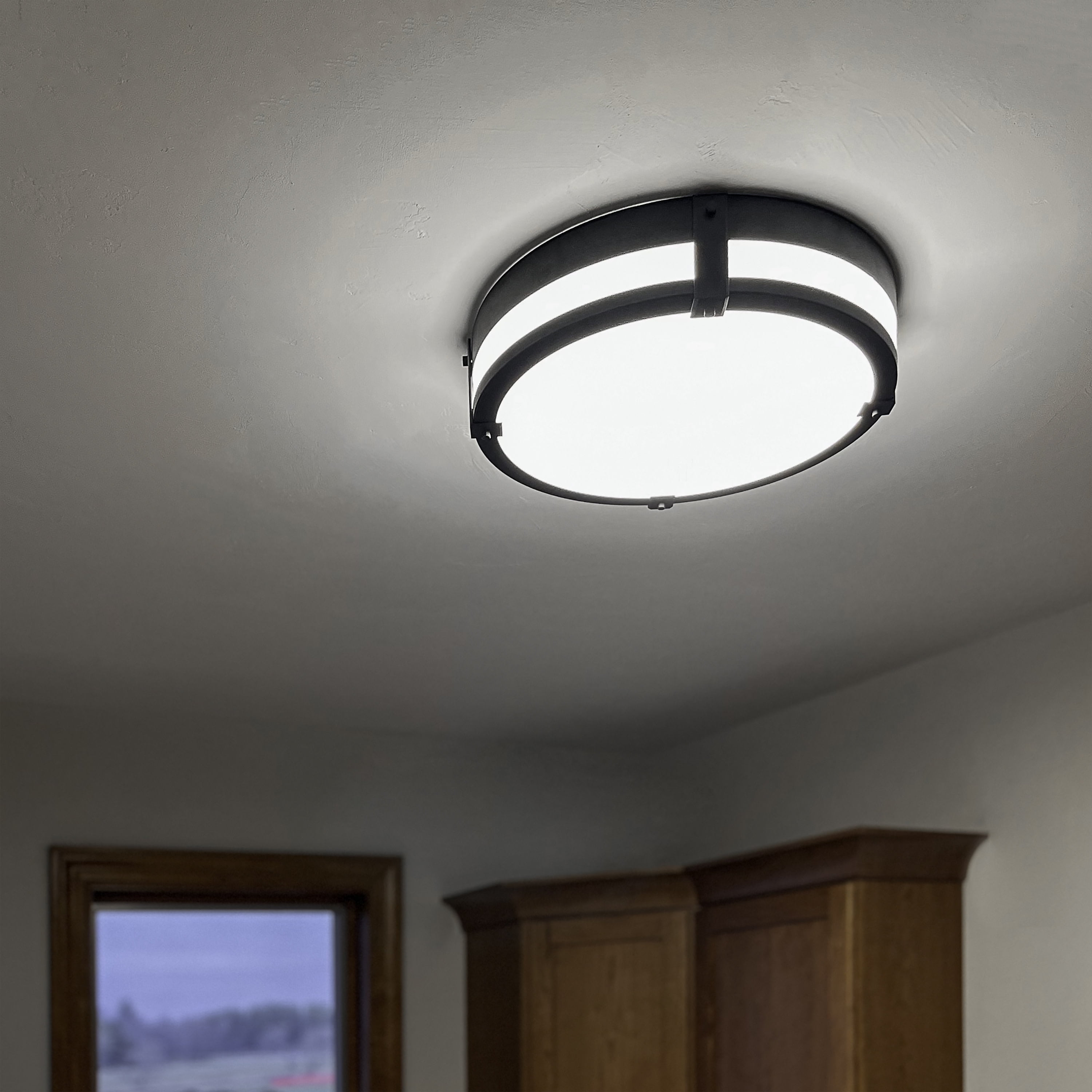 Design House Ripon 14.5" Integrated Dimmable LED Indoor Ceiling Light with Frosted Acrylic, Matte Black