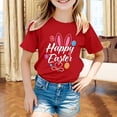 thumbnail image 2 of MIASHUI T-Shirt Garçon Drôle Imprimé Lapin de Pâques Manches Courtes pour Filles, Rouge, 10-11 Ans, 2 of 4