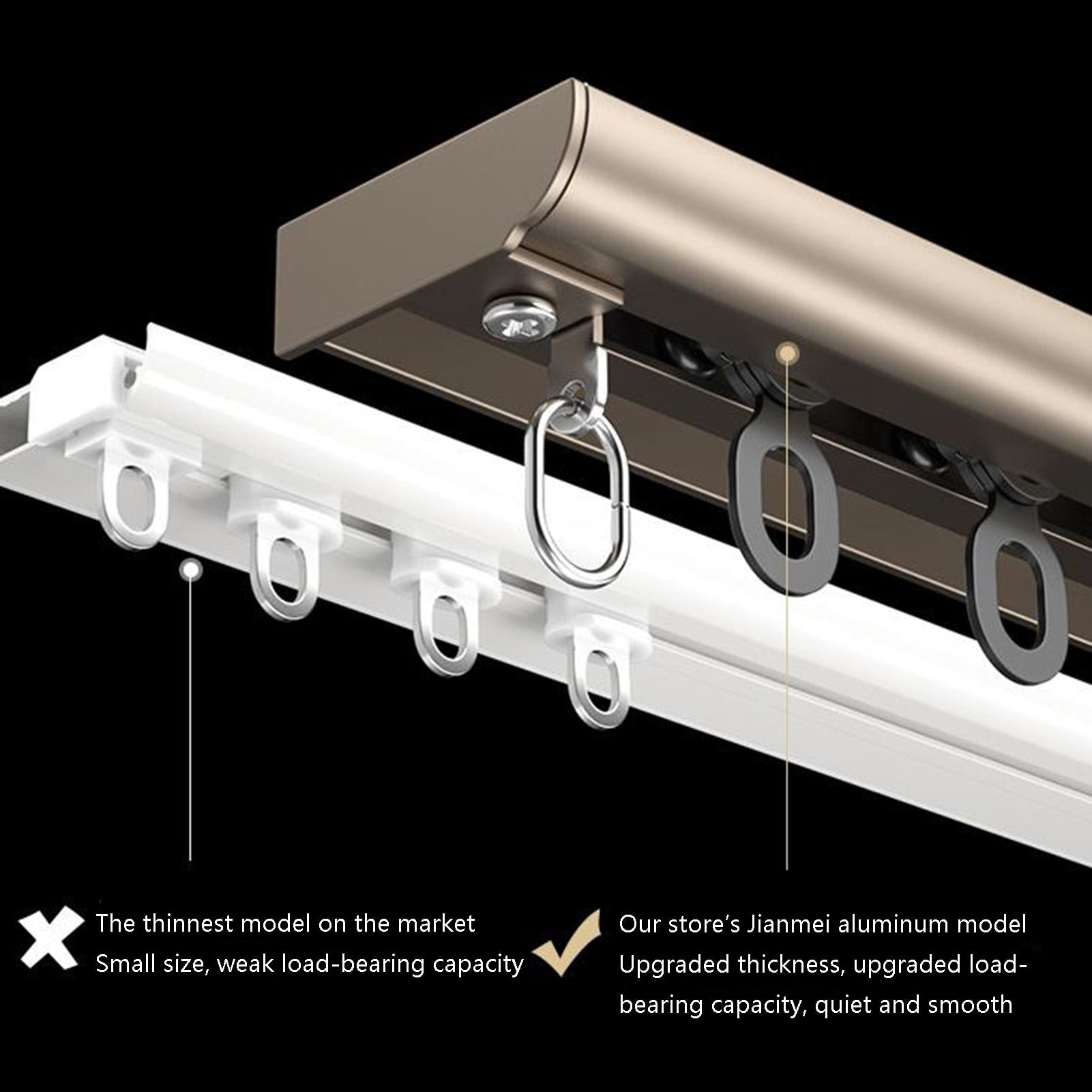 Curtain Track, Room Divider Curtain Rod, Thick and Heavy Aluminum Curtain Tracks with Roller for Windows, Living Room, Bedroom