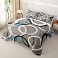 thumbnail image 3 of Castle Fairy Abstract Overlap Ring Quilt Full 3-Piece,Minimalist Hollow Circle Graphic Full Bedspread Sets,Black White Sky Blue,1 Coverlet and 2 Pillowcases, 3 of 7
