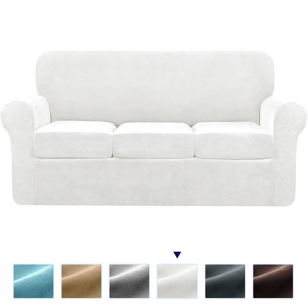 Subrtex 4-Piece Velvet High Stretch Sofa Cover Slipcover, Separate