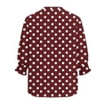 thumbnail image 5 of Htigea Women's 3/4 Sleeve Polka Dots Shirts Boho Trendy Smocked Cuffs V-Neck Tops Casual Dressy Button Down Beach Vacation Tees Wine XXL, 5 of 6
