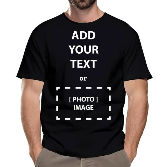 Short Sleeve T-Shirt with Custom Photo and Text | Personalized Unisex Shirt Made with 5.3 Oz 100% Cotton | Crewneck Black Color Tee - M Size