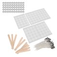 thumbnail image 2 of 100 mechas de vela de 15 cm, 100 pegatinas de mechas de doble cara, 50 conchas de vela, 10 soportes para mechas de madera (etiqueta inferior blanca de carcasa de aluminio de 14 g), 2 of 14