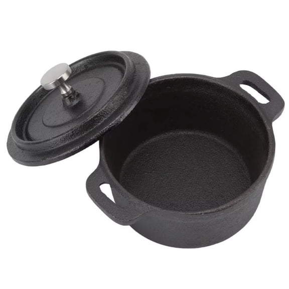 Iron Pot Dutch Oven with Lid Double Layer Traditional Thick Pot with Handle for Slow Cooking Kitchen Diameter 10cm